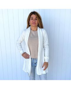 Cardigan with Texture Detail and Panelling - White