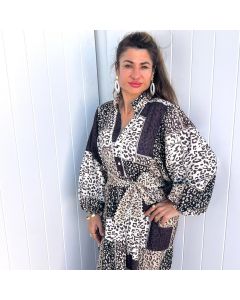 "Bella" Leopard Patch-Work Dress