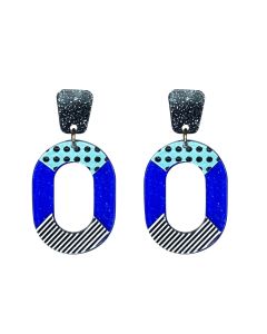 Resin Earrings-Blue/Black