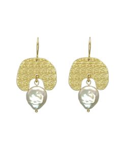 Matte Pearl Earrings-Gold