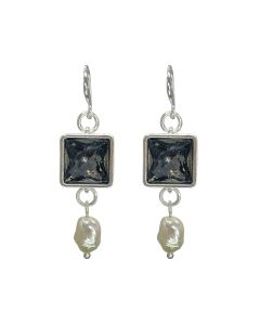 Black Glass/Pearl Earrings