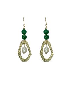 Tasman Earrings- Green/Gold
