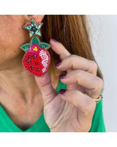 Beaded Earrings-Strawberries
