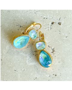 Teardrop Jewel Earrings - Aqua