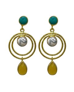 Blue Turquoise and Yellow Stone Earring