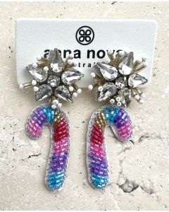 Beaded Earring Candy Cane