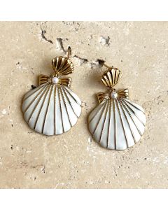 Shell Earring - Gold Plated in White