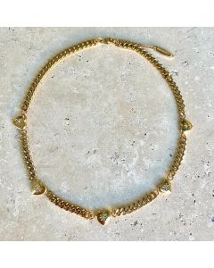 Gold Heart Thick Chain Necklace