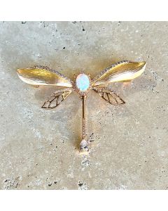 Opal Dragonfly Brooch - Gold