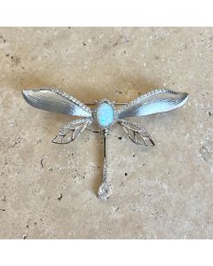 Opal Dragonfly Brooch - Silver