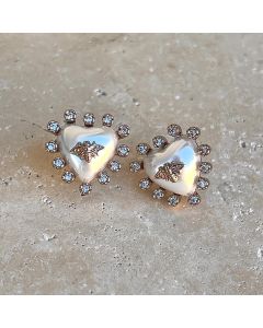 Pearl Diamante Heart Earrings