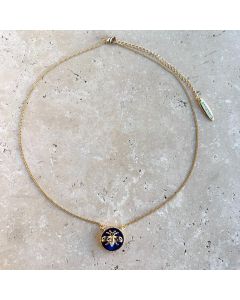 Golden Bee Necklace - Navy