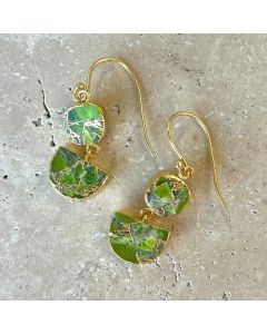 Gold Foil Jade Green Earrings