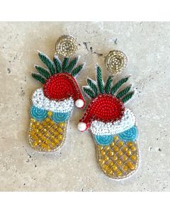 Cactus Christmas Pineapple Beaded Earrings