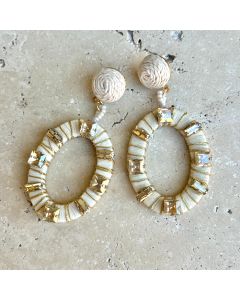 Raffia Jewel Neutral Earrings