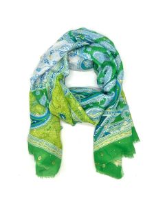 Paisley Patchwork Scarf - Green