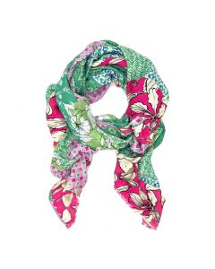 Patchwork Scarf - Green and Pink Mix