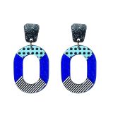 Resin Earrings-Blue/Black