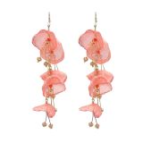Organza Earrings-Pink/Gold