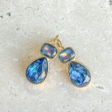 Teardrop Jewel Earrings - Navy