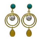 Blue Turquoise and Yellow Stone Earring