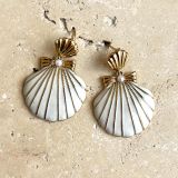 Shell Earring - Gold Plated in White