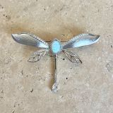 Opal Dragonfly Brooch - Silver