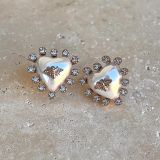 Pearl Diamante Heart Earrings