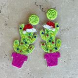 Cactus Christmas Beaded Earrings