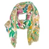 Floral Scarf - Olive, Pink and Blue