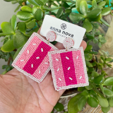 Hand Beaded Earrings-Pink