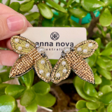 Hand Beaded Earrings-Bee