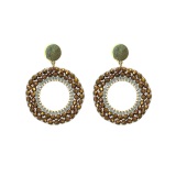 Beaded Circle ER- Brown/Gold