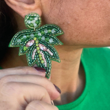 Beaded Earrings-Monstera
