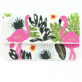 Beaded Flamingo Clutch