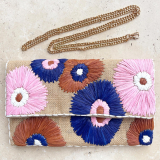 Floral Bloom Raffia Detail Clutch