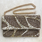 Gold Leaf Beaded Clutch