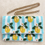Lemon Stripe Beaded Clutch