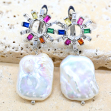 JFS-E-SV  Silver and pearl earrings