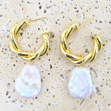 JFW-E-GD  Gold and pearl earrings 