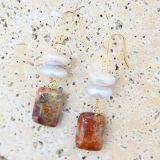 JFZ-E  Pearl and Amber earrings