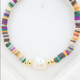 Beaded Pearl Bracelet - Autumn Tone