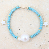 Bead and Pearl Bracelet - Aqua