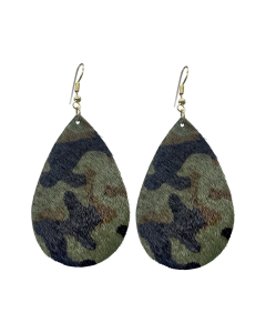 Pony Hair Earrings-Camo Green