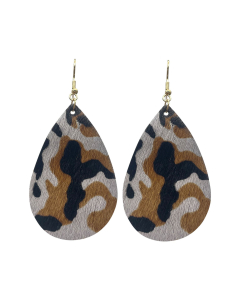 Pony Hair Earrings-Camo Grey