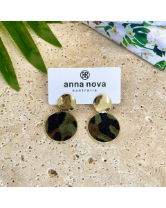 Pony Hair Earrings-Camo Green