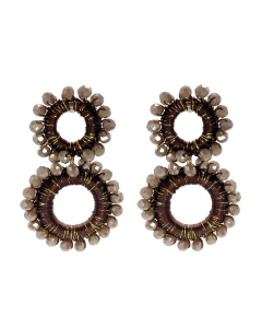 Beaded Earrings-Cream/Pink