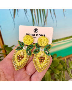 Beaded Earrings-Lemons