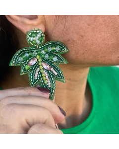 Beaded Earrings-Monstera