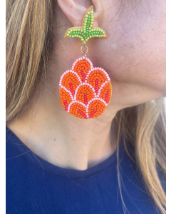 Beaded Earrings-Orange